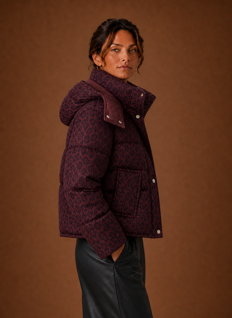 Chaqueta Puffer para Mujer - Abrigo Acolchado de Leopardo | Areleon
