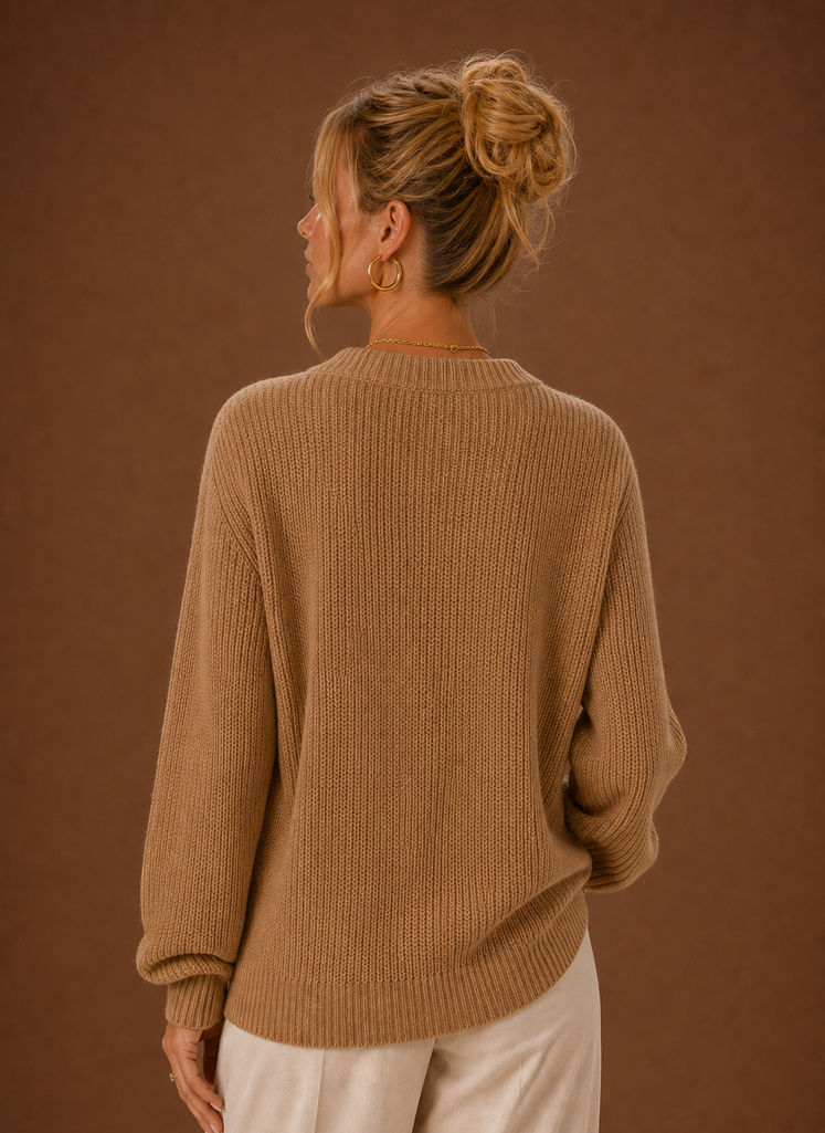 Cardigan de Punto con Cuello en V para Mujeres - Suéter de Manga Larga con Botones | Areleon