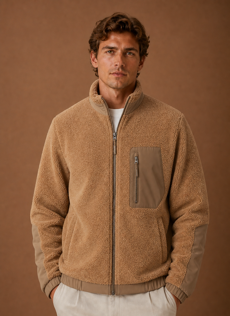 Chaqueta de Forro Sherpa para Hombre - Abrigo de Invierno con Cierre Completo | Areleon