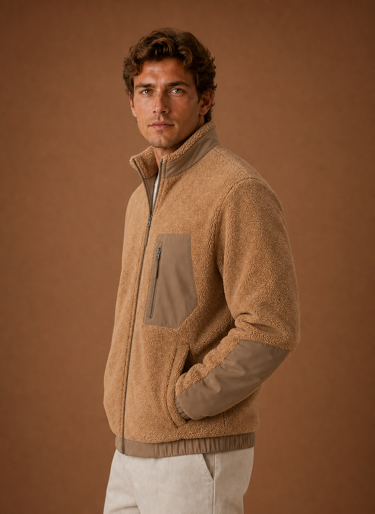 Chaqueta de Forro Sherpa para Hombre - Abrigo de Invierno con Cierre Completo | Areleon