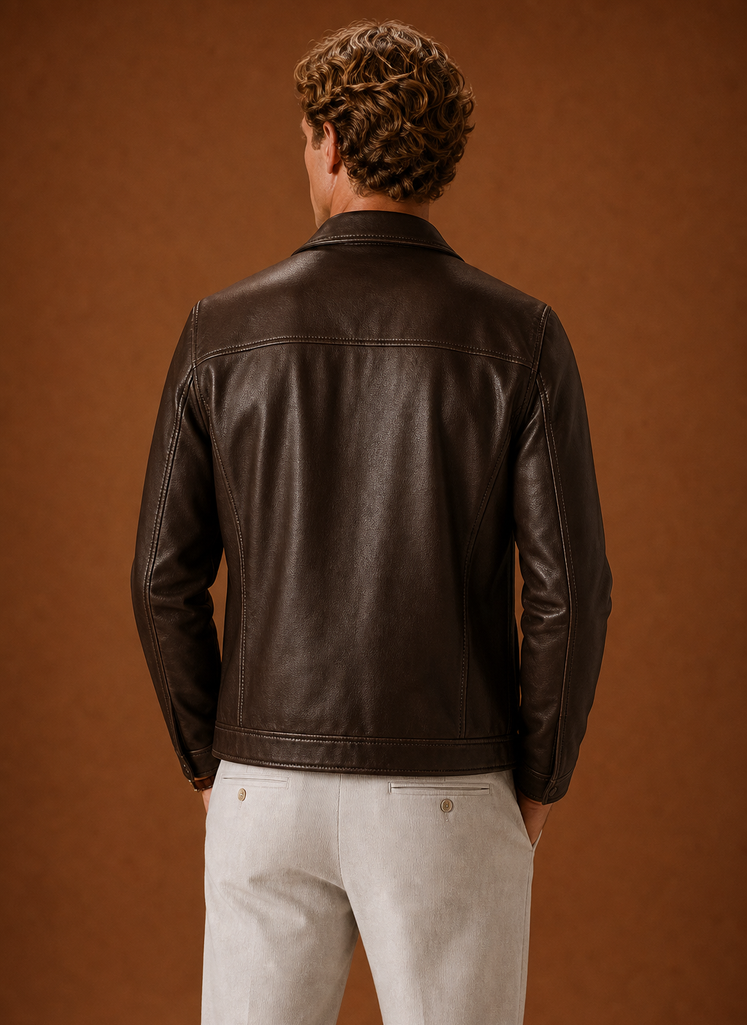 Chaqueta de Cuero para Hombre Look Clásico con Cremallera | Areleon