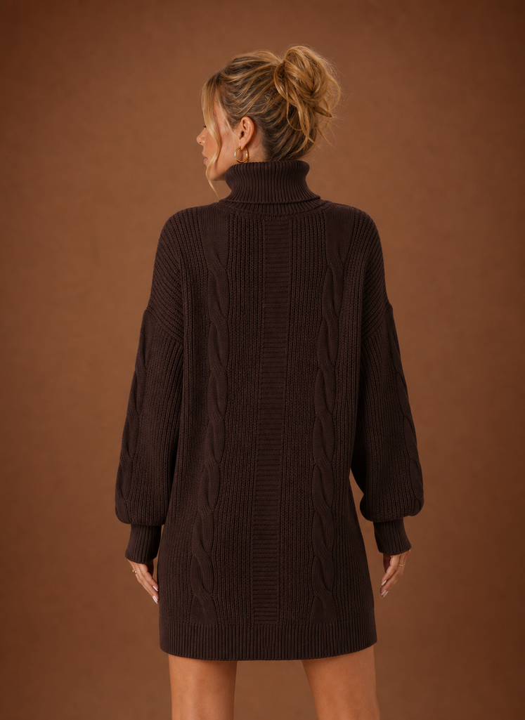 Vestido de Suéter de Cuello Alto para Mujer - Vestido de Punto | Areleon