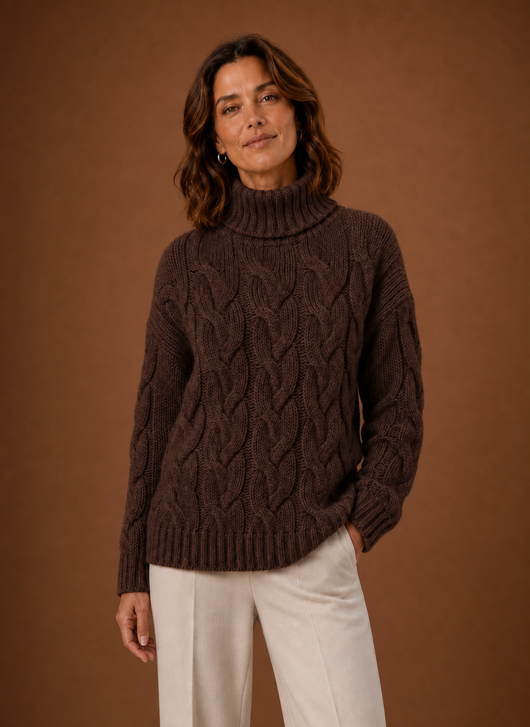 Suéter de Punto Trenzado para Mujer - Prenda de Punto Tipo Pullover | Areleon