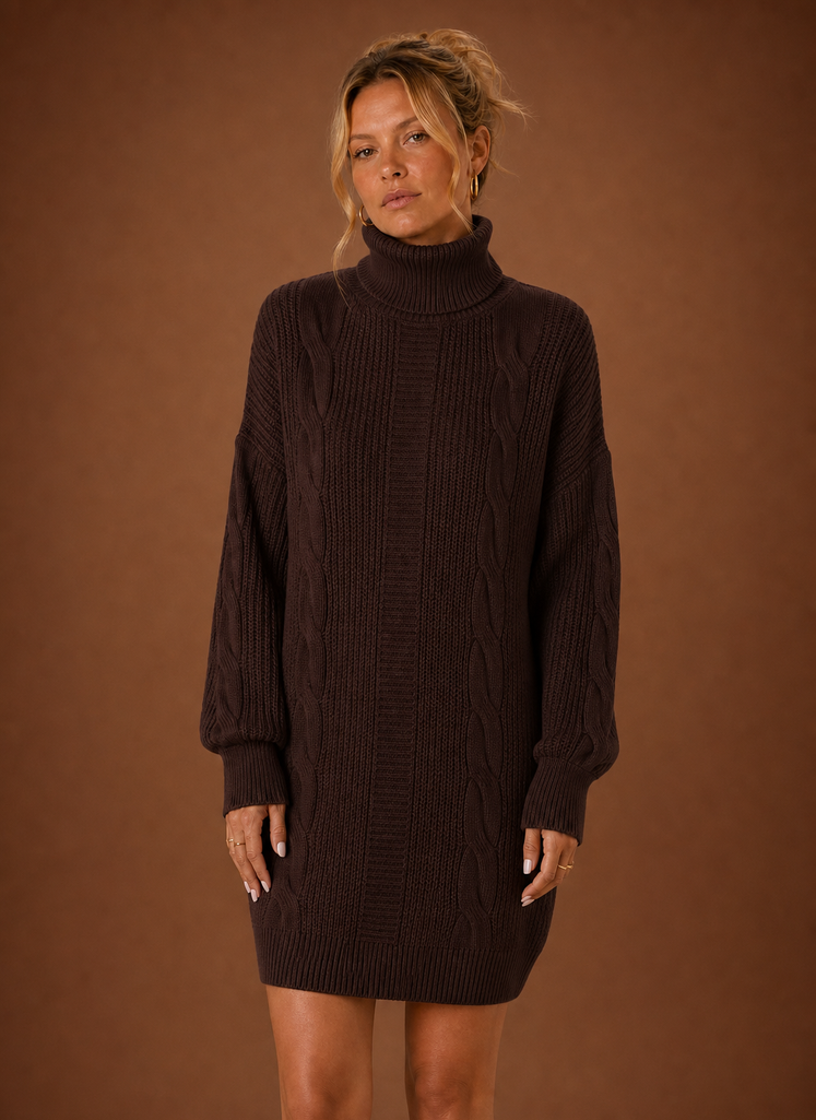 Vestido de Suéter de Cuello Alto para Mujer - Vestido de Punto | Areleon