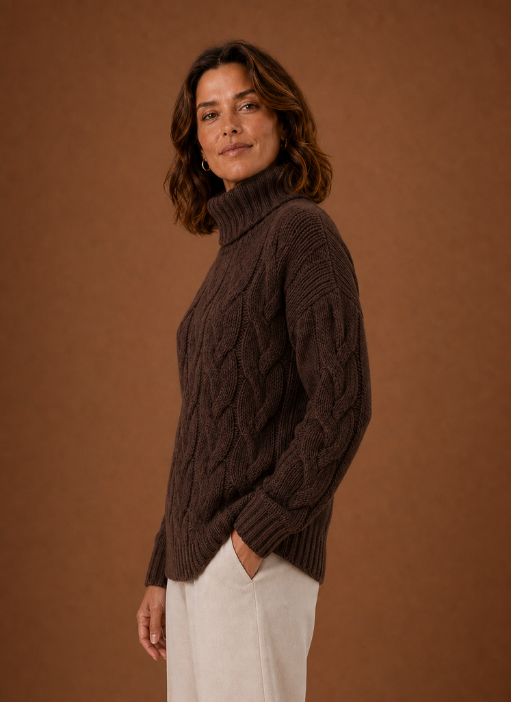 Suéter de Punto Trenzado para Mujer - Prenda de Punto Tipo Pullover | Areleon