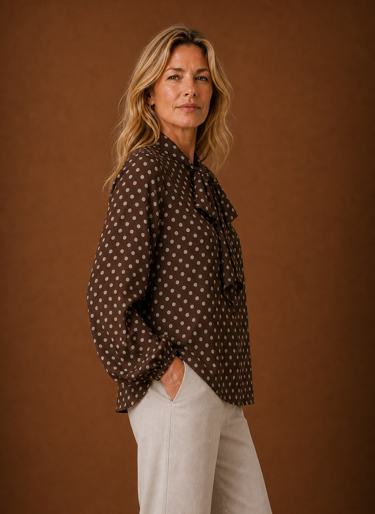 Blusa de Lunares para Mujeres - Top de Manga Larga | Areleon