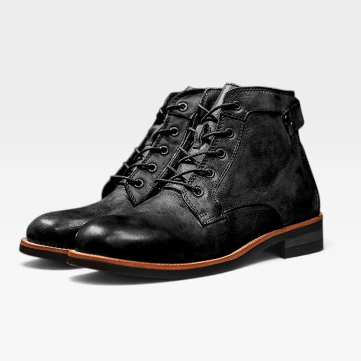 Botas de Cuero para Hombre con Cordones – Botas Clásicas de Tobillo con Correa de Hebilla