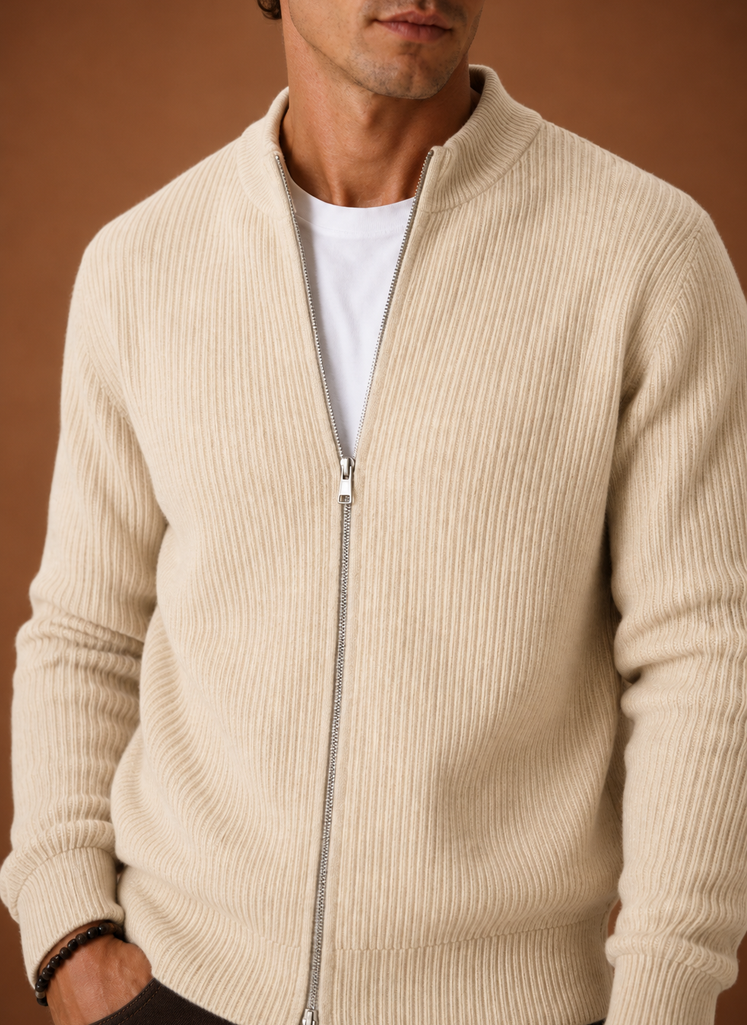 Suéter de Cardigan de Punto con Cierre Completo para Hombre | Areleon