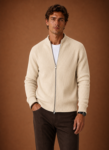 Suéter de Cardigan de Punto con Cierre Completo para Hombre | Areleon