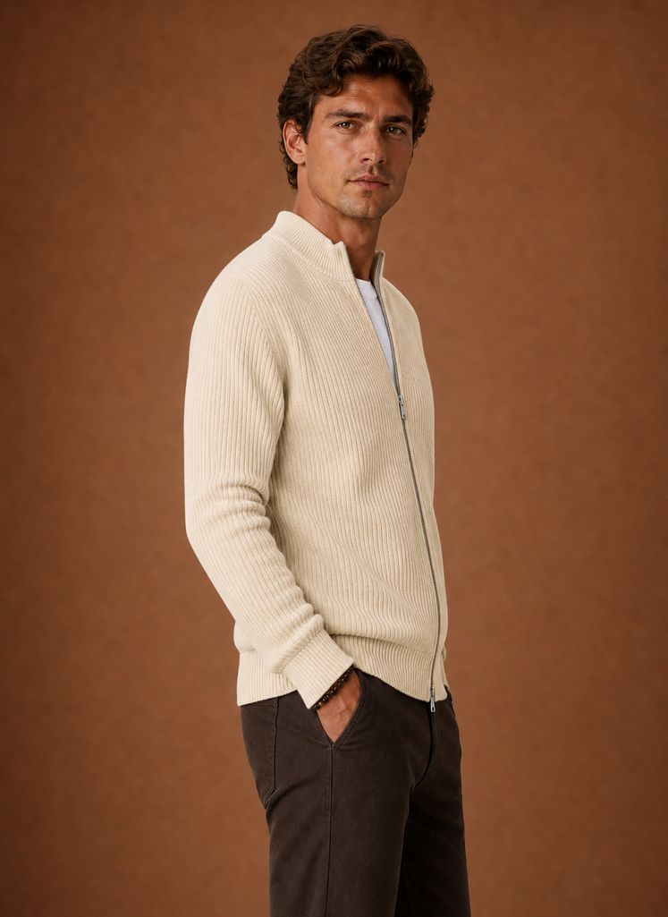 Suéter de Cardigan de Punto con Cierre Completo para Hombre | Areleon