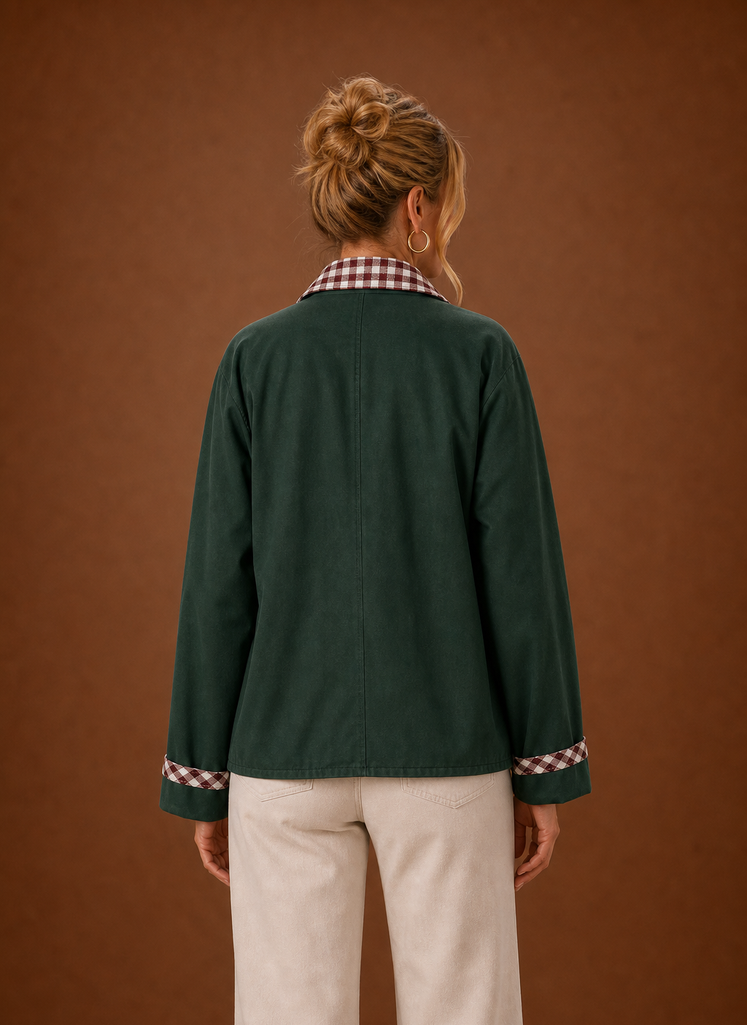 Chaqueta de granja para mujeres - Abrigo casual con cuello a cuadros | Areleon