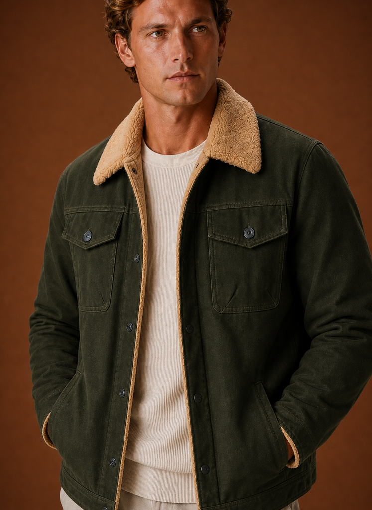 Chaqueta Sherpa para Hombre - Chaqueta Casual con Forro de Forro Polar | Areleon