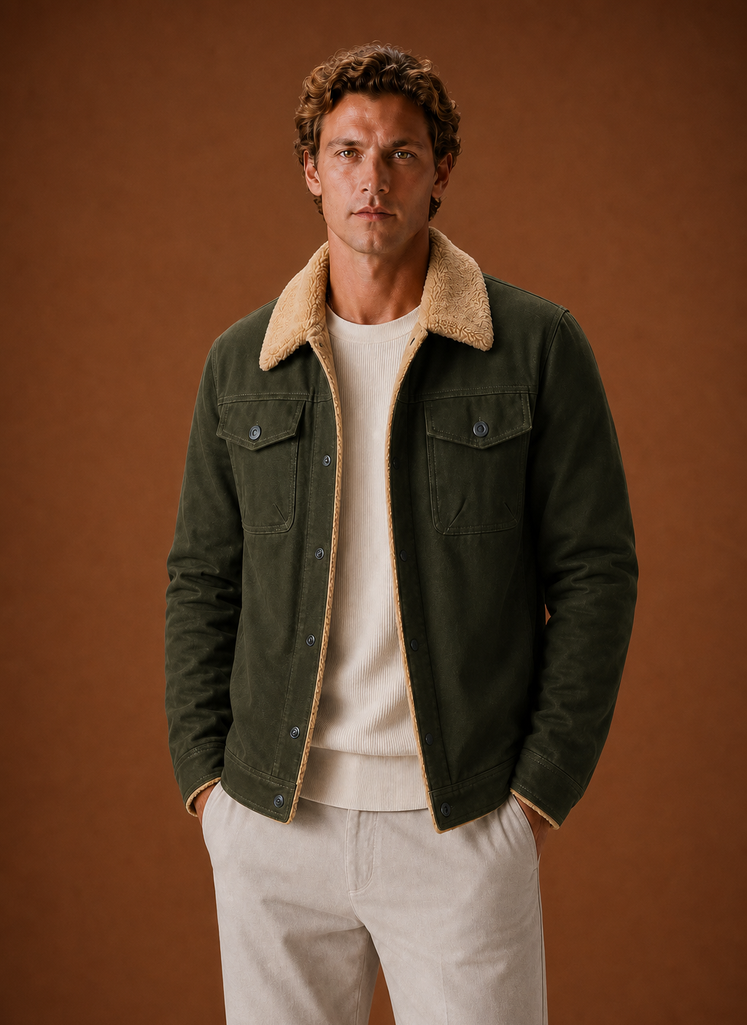 Chaqueta Sherpa para Hombre - Chaqueta Casual con Forro de Forro Polar | Areleon