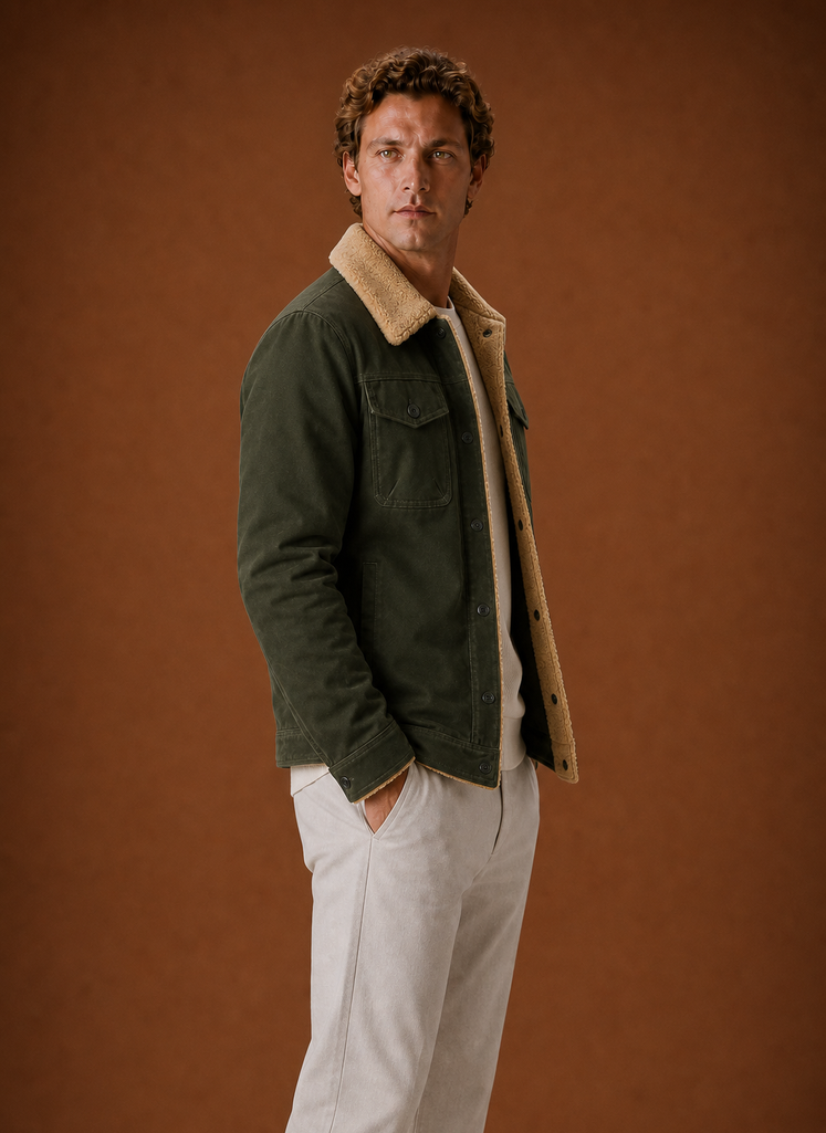 Chaqueta Sherpa para Hombre - Chaqueta Casual con Forro de Forro Polar | Areleon