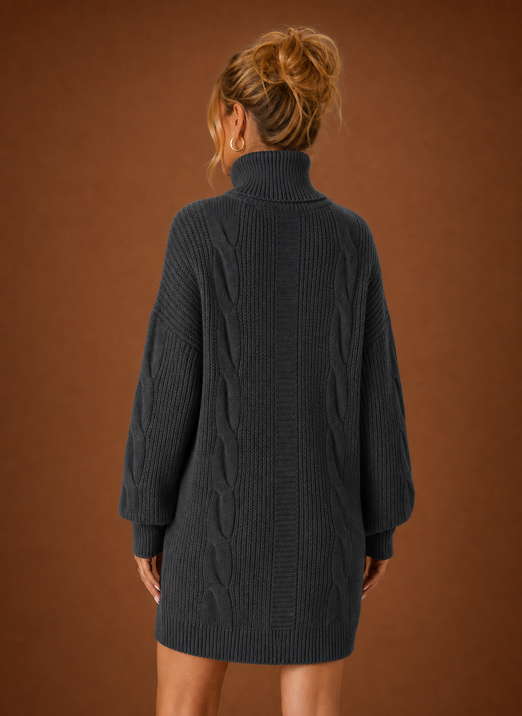 Vestido de Suéter de Cuello Alto para Mujer - Vestido de Punto | Areleon