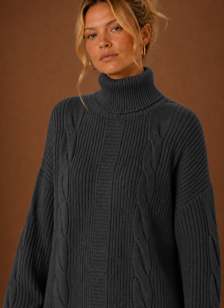 Vestido de Suéter de Cuello Alto para Mujer - Vestido de Punto | Areleon