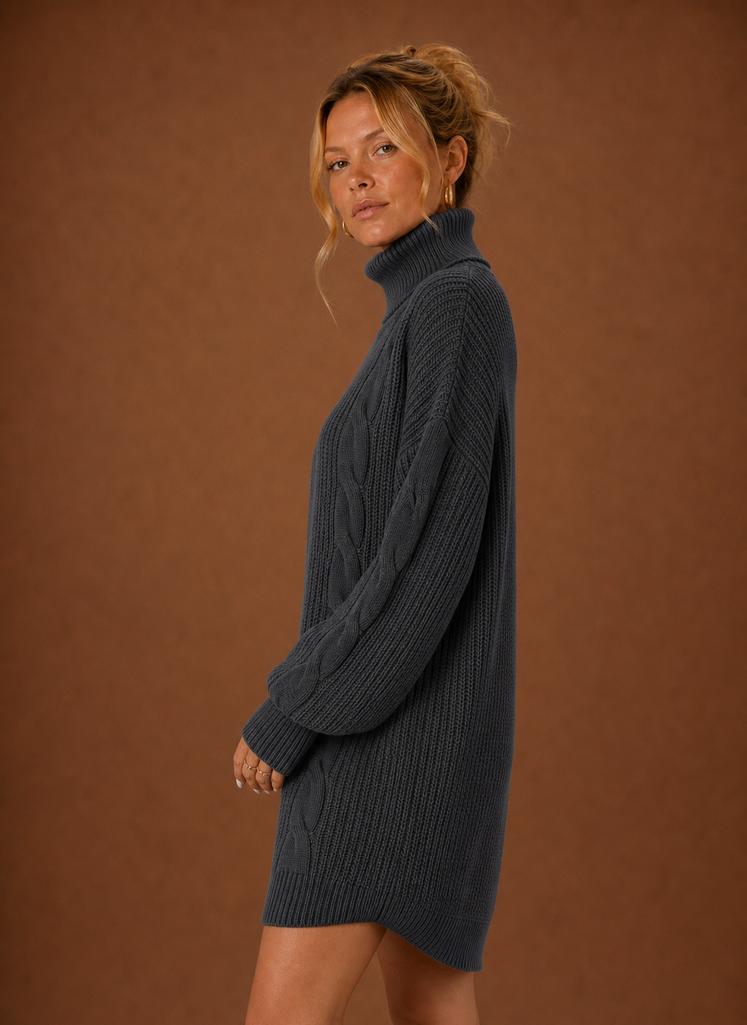 Vestido de Suéter de Cuello Alto para Mujer - Vestido de Punto | Areleon