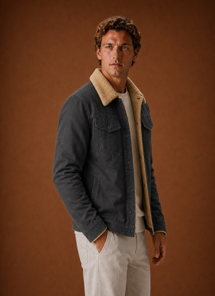 Chaqueta Sherpa para Hombre - Chaqueta Casual con Forro de Forro Polar | Areleon