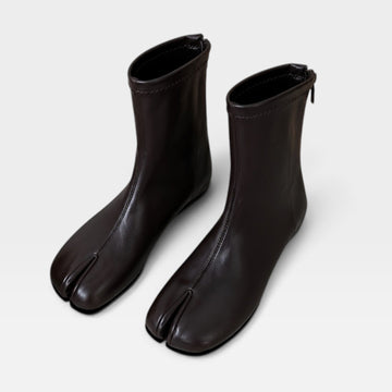 Botas de Cuero Genuino para Mujer con Punta Dividida