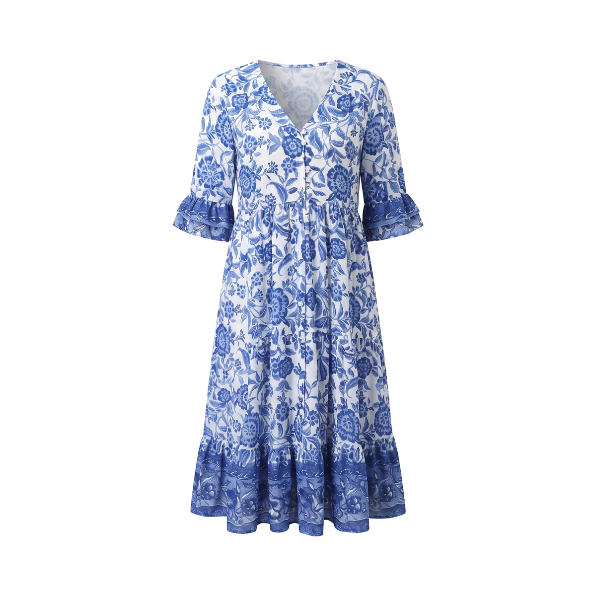 Vestido Midi Floral con Botones