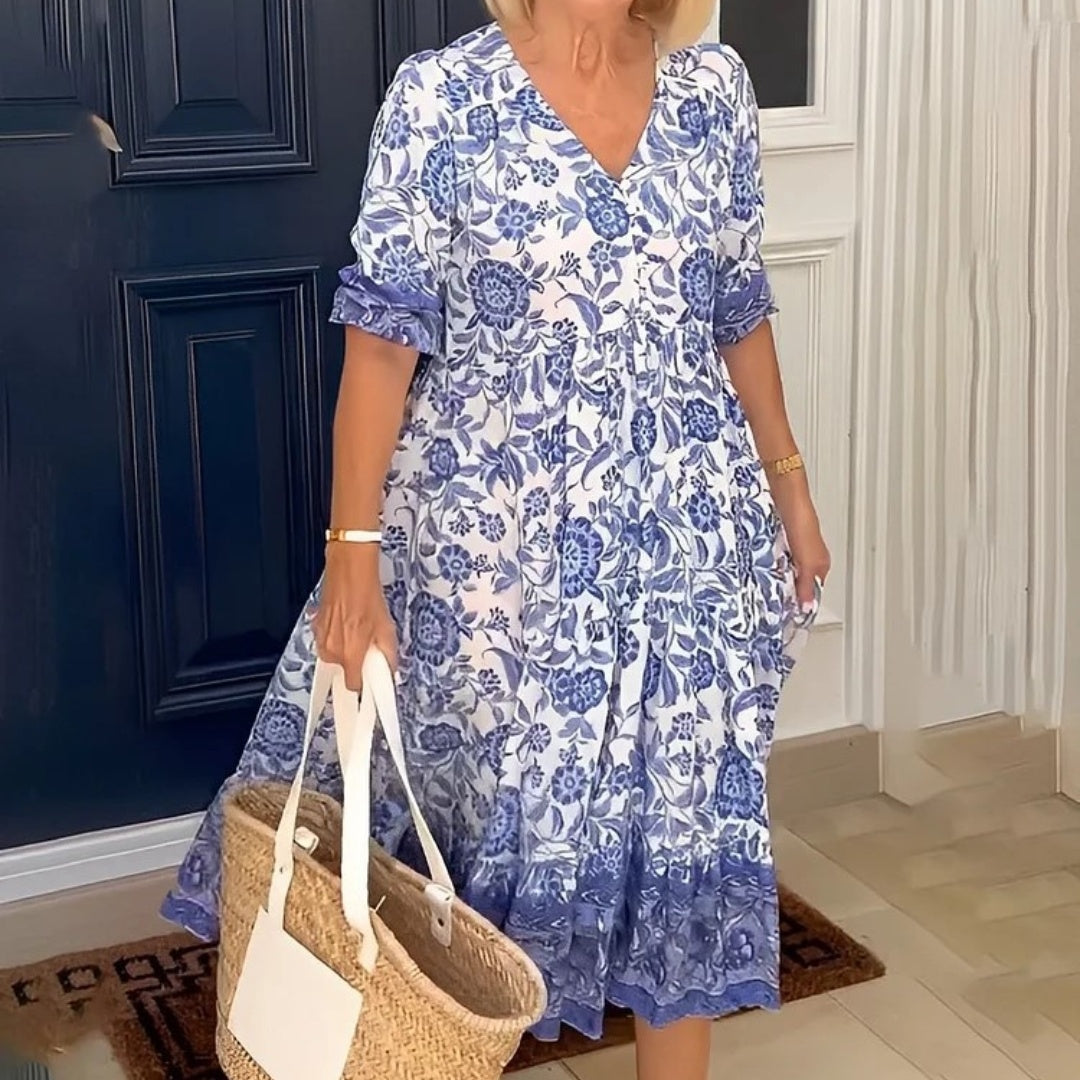 Vestido Midi Floral con Botones