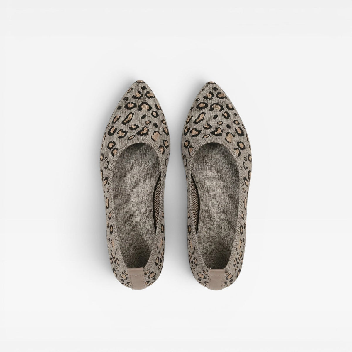Bailarinas de Punto con Estampado de Leopardo para Mujeres – Zapatos Cómodos de Punta Afilada