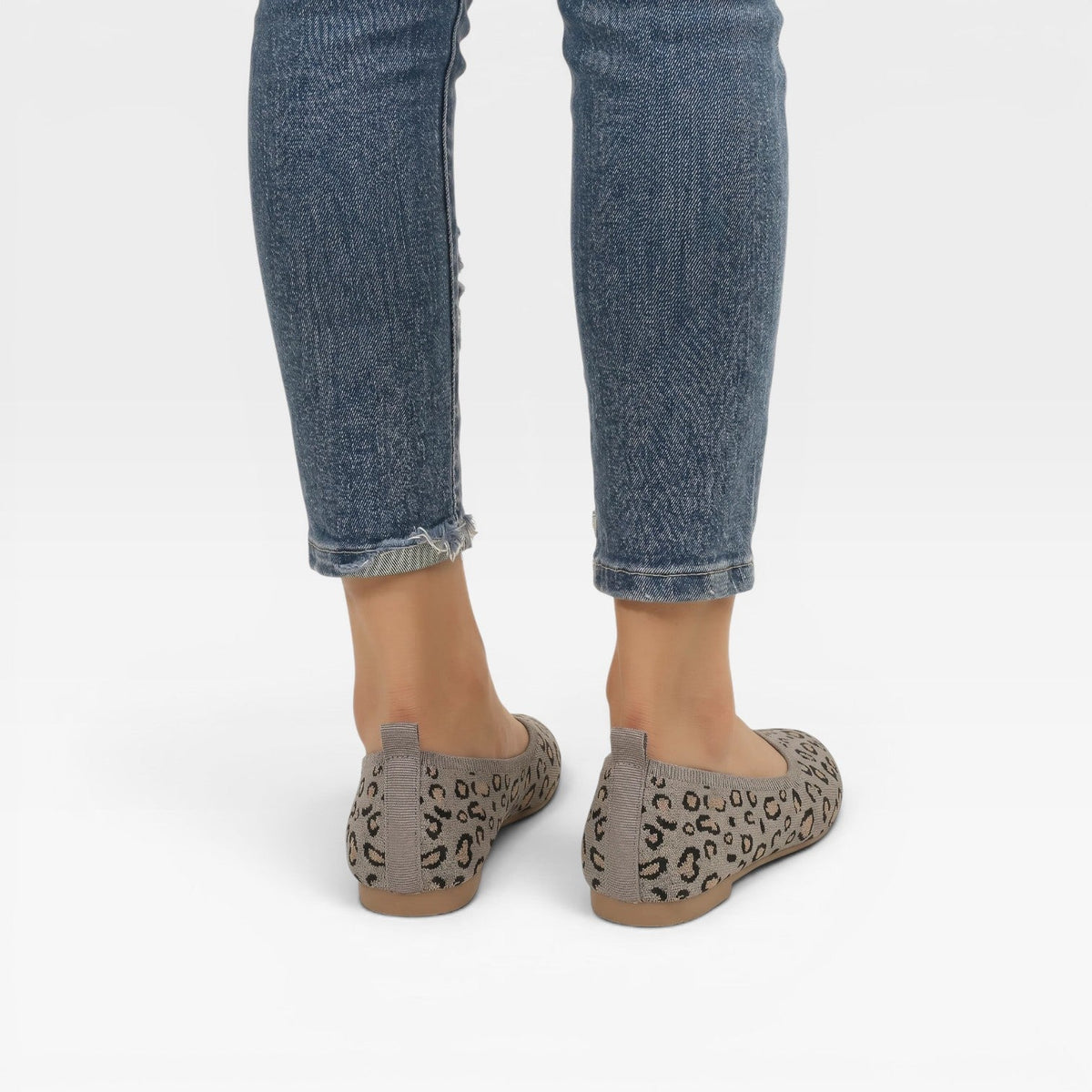 Bailarinas de Punto con Estampado de Leopardo para Mujeres – Zapatos Cómodos de Punta Afilada