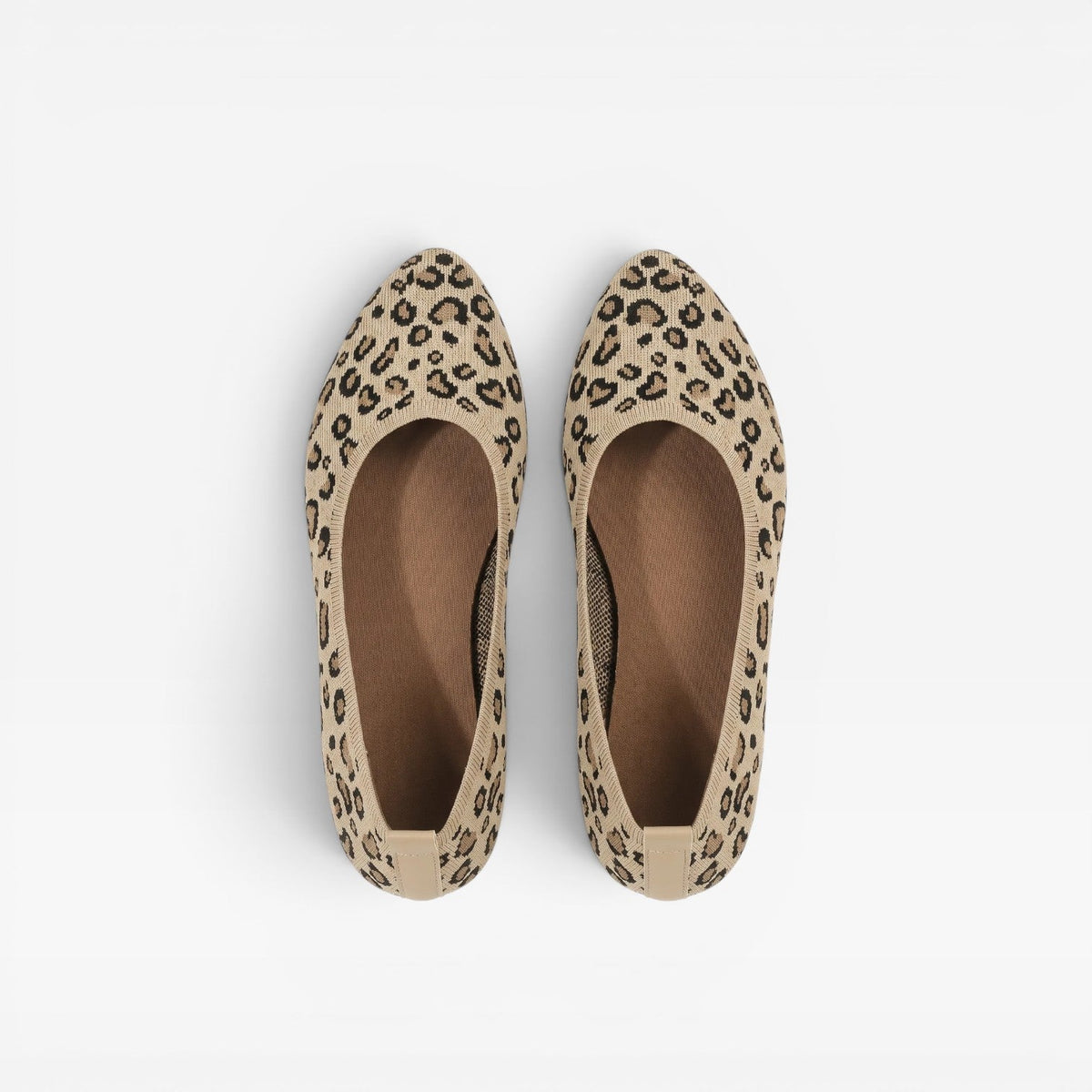 Bailarinas de Punto con Estampado de Leopardo para Mujeres – Zapatos Cómodos de Punta Afilada