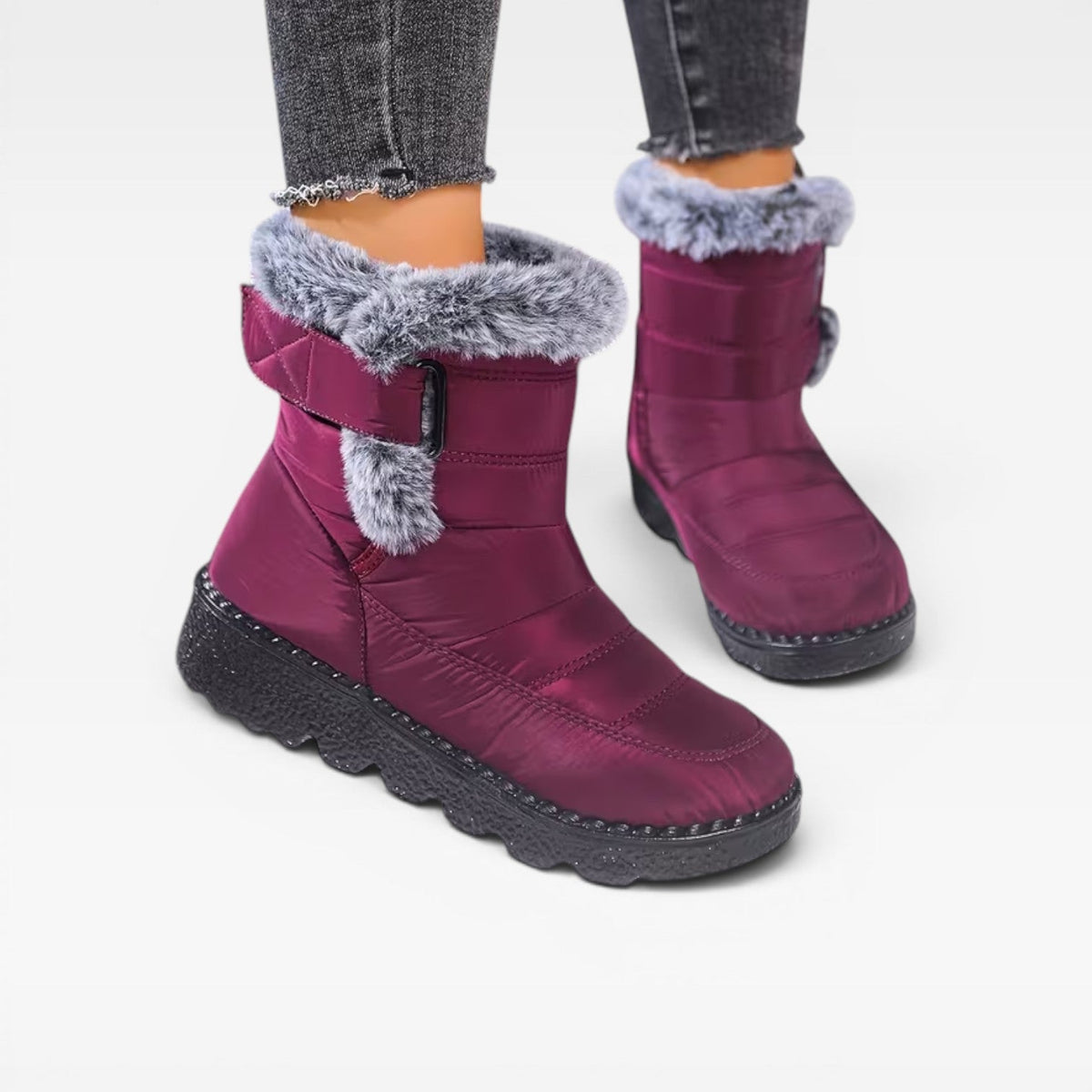 Botas de Invierno Acolchadas para Mujer – Botas de Nieve Impermeables con Forro de Piel Sintética