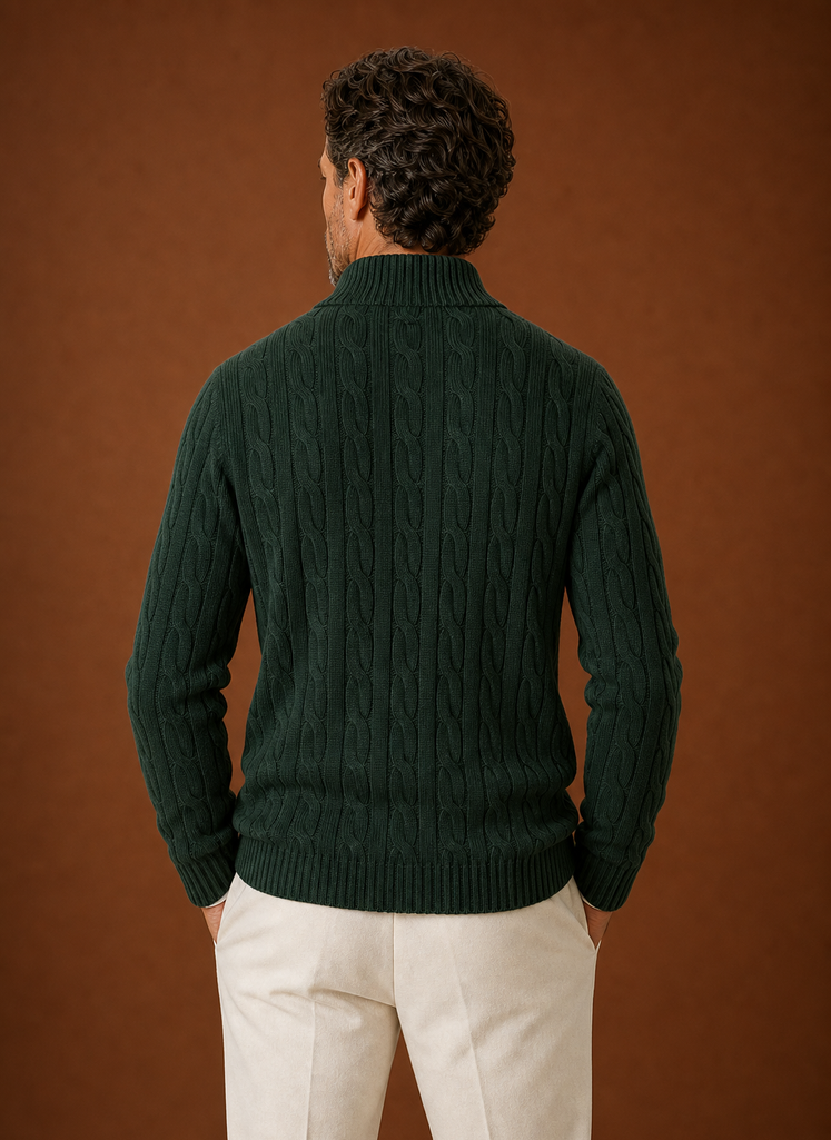 Suéter de Cuello Alto de Punto Cable para Hombre - Pullover Casual | Areleon