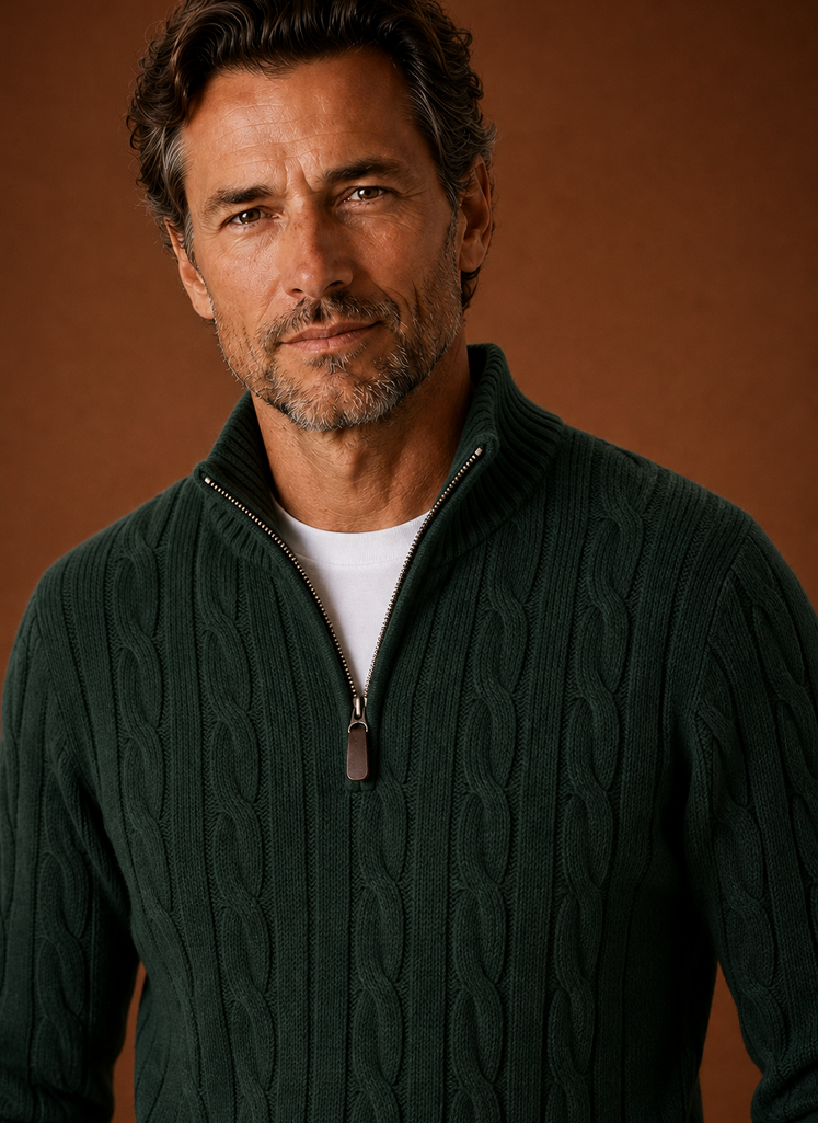 Suéter de Cuello Alto de Punto Cable para Hombre - Pullover Casual | Areleon
