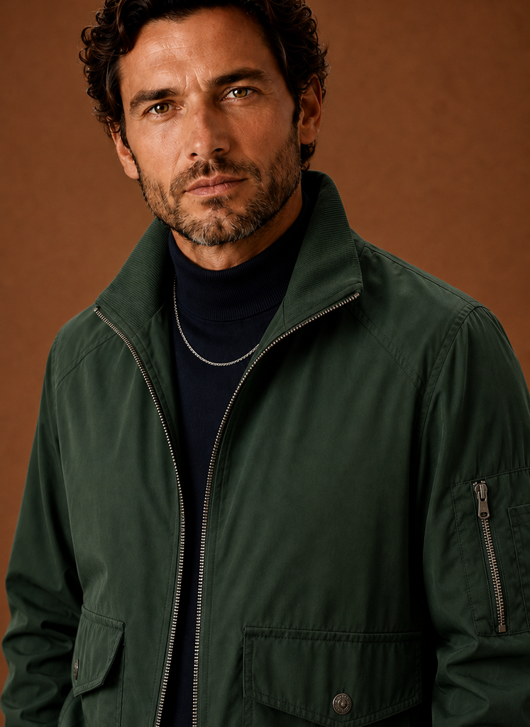 Chaqueta Bomber Ligera para Hombre Chaqueta Casual con Cremallera | Areleon