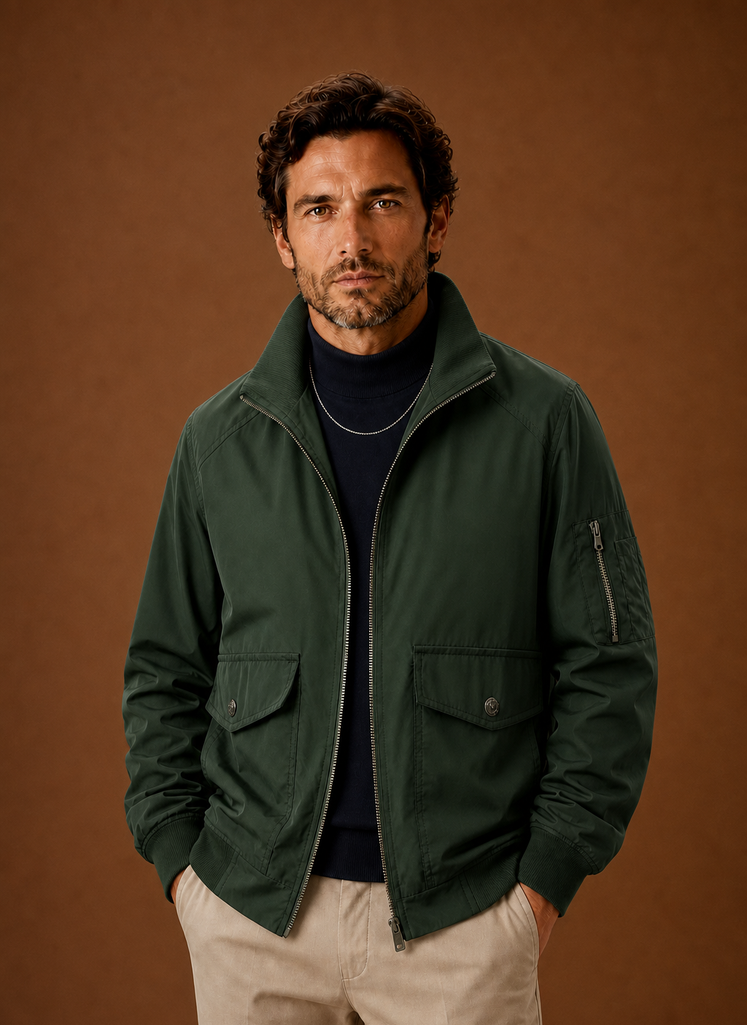 Chaqueta Bomber Ligera para Hombre Chaqueta Casual con Cremallera | Areleon
