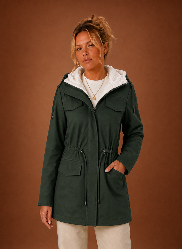 Chaqueta Parka para Mujer - Abrigo Largo de Invierno con Capucha Forrado de Forro Polar | Areleon