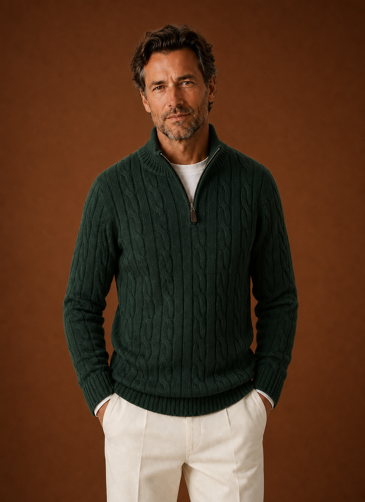 Suéter de Cuello Alto de Punto Cable para Hombre - Pullover Casual | Areleon