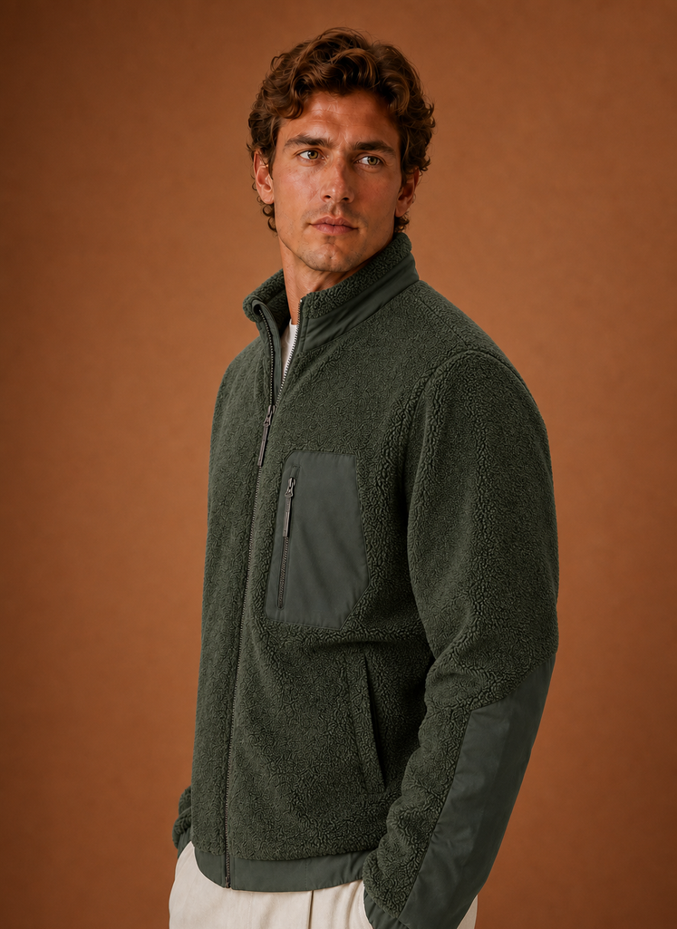 Chaqueta de Forro Sherpa para Hombre - Abrigo de Invierno con Cierre Completo | Areleon