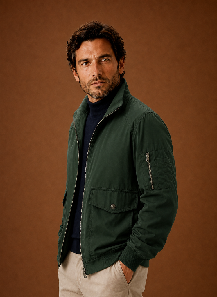 Chaqueta Bomber Ligera para Hombre Chaqueta Casual con Cremallera | Areleon