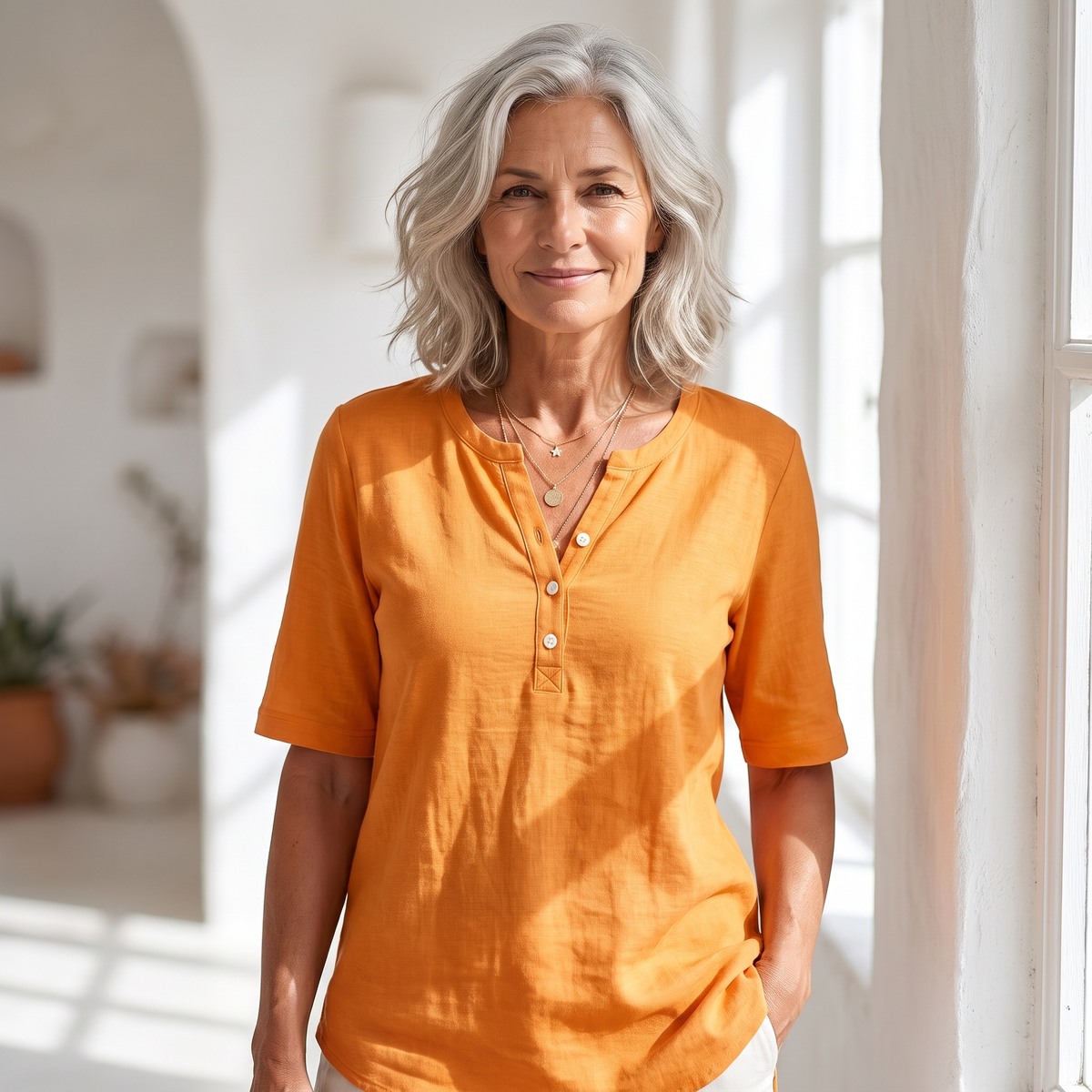 Top Henley con Botones