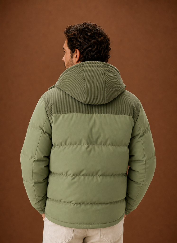 Chaqueta de Invierno con Capucha para Hombre y Cuello de Pana | Areleon