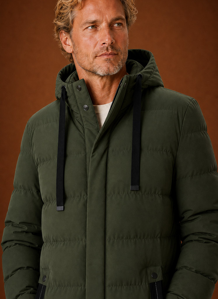 Chaqueta Puffer para Hombre - Abrigo de Invierno Aislado con Capucha Larga | Areleon