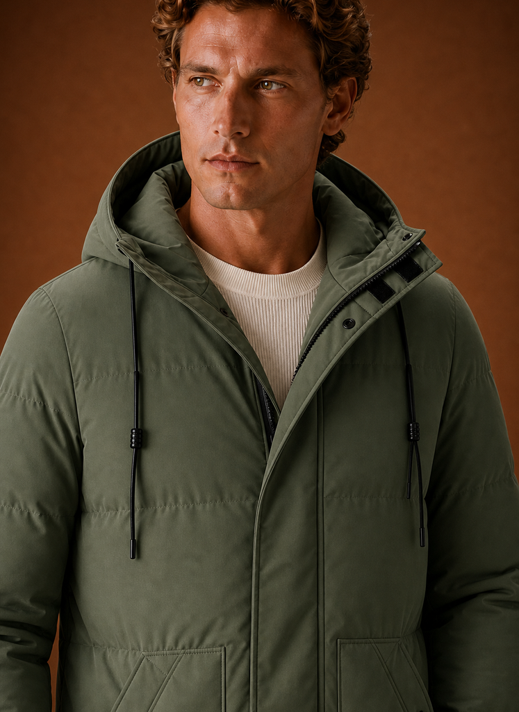 Chaqueta de Plumas para Hombre - Parka con Capucha para Invierno | Areleon