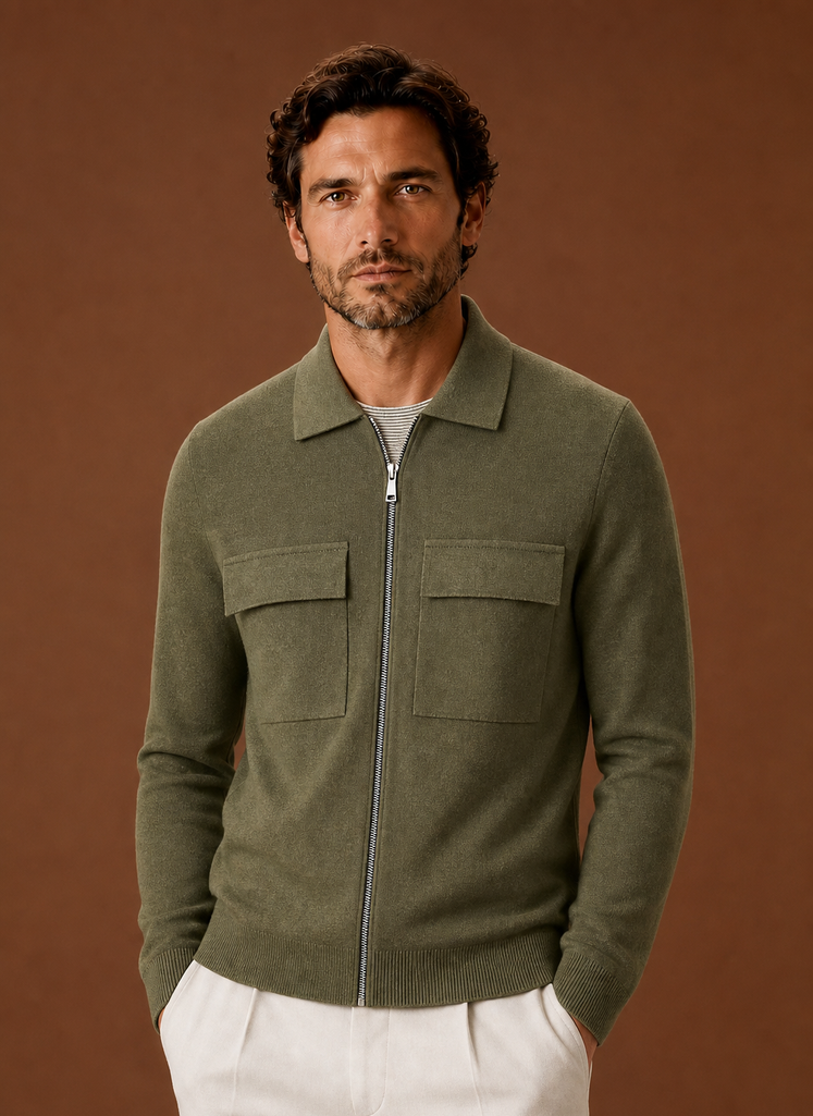 Chaqueta de punto para hombre con cremallera completa | Areleon