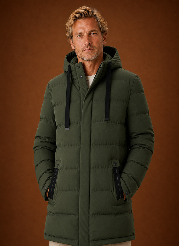Chaqueta Puffer para Hombre - Abrigo de Invierno Aislado con Capucha Larga | Areleon