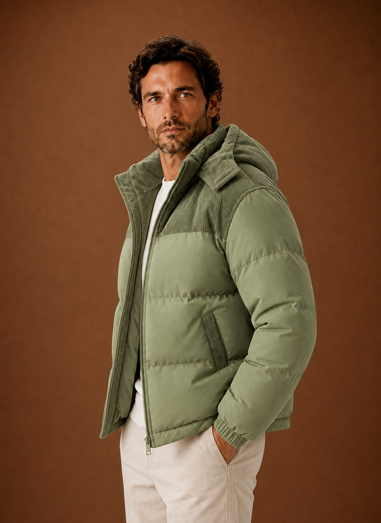 Chaqueta de Invierno con Capucha para Hombre y Cuello de Pana | Areleon