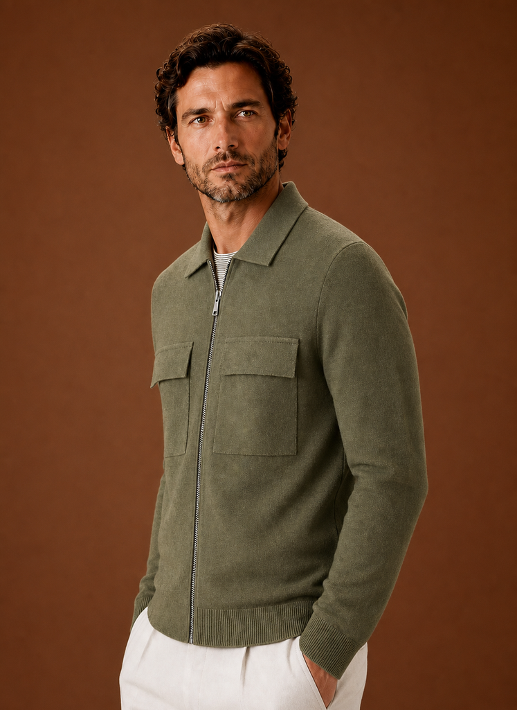 Chaqueta de punto para hombre con cremallera completa | Areleon