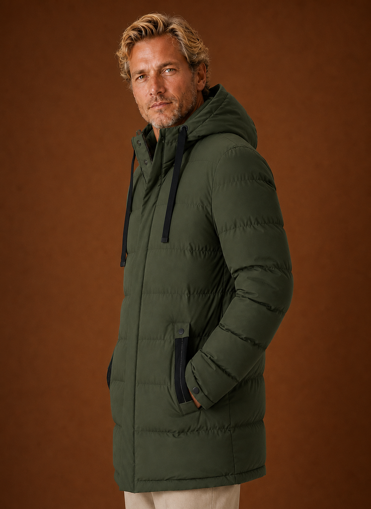 Chaqueta Puffer para Hombre - Abrigo de Invierno Aislado con Capucha Larga | Areleon