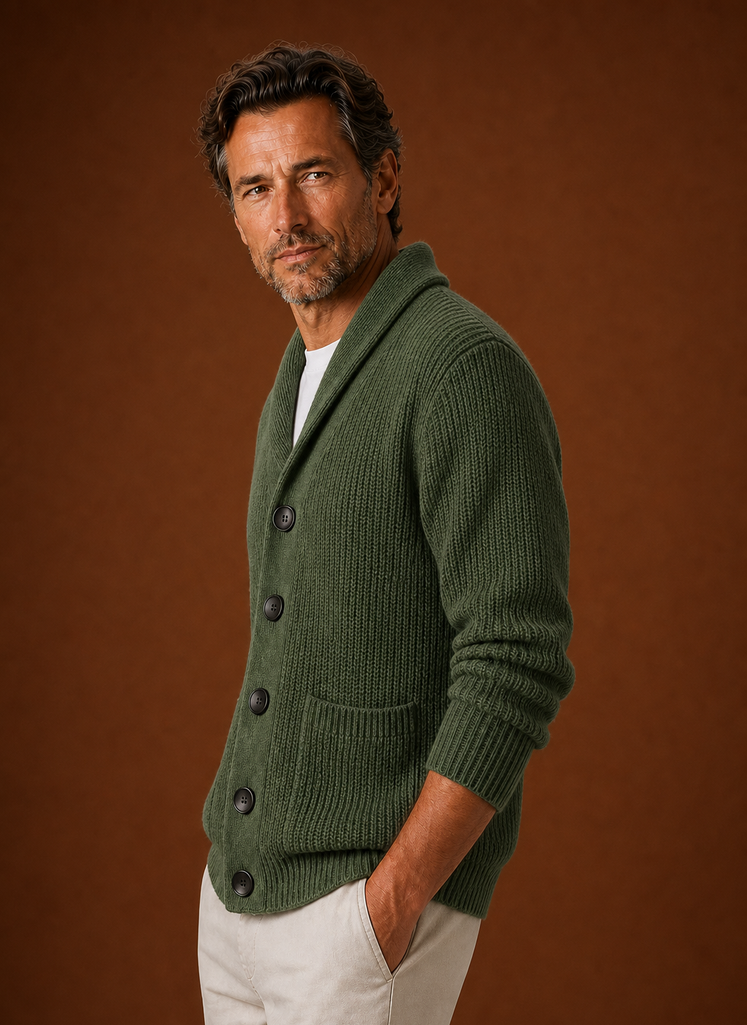 Cárdigan de Cuello Chal para Hombre - Cárdigan de Punto | Areleon