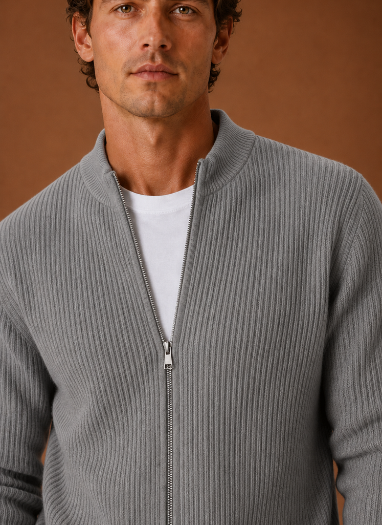 Suéter de Cardigan de Punto con Cierre Completo para Hombre | Areleon