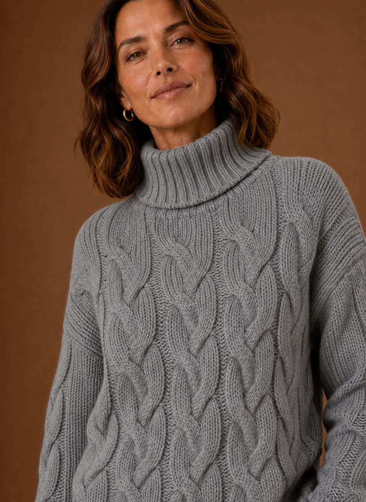 Suéter de Punto Trenzado para Mujer - Prenda de Punto Tipo Pullover | Areleon