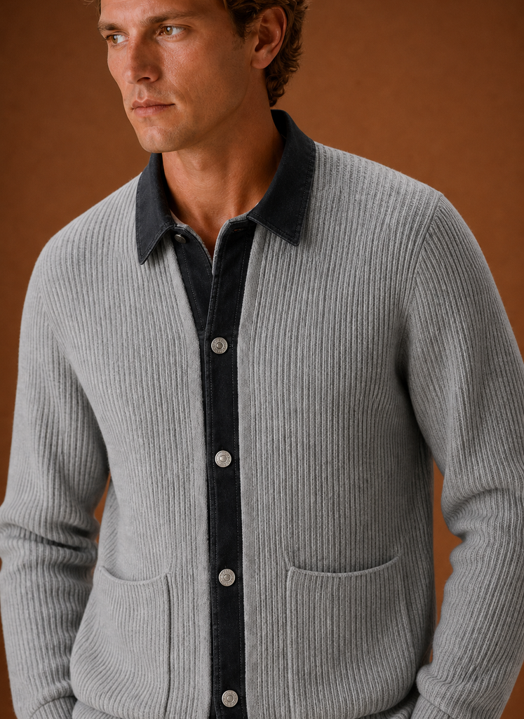 Cardigan de Punto para Hombre - Suéter de Mezclilla con Botones | Areleon